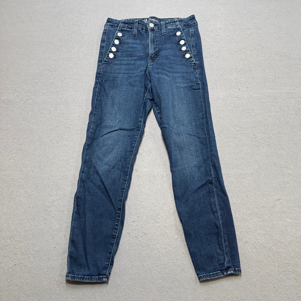 GAP Jeans Women's 6/28R Blue Denim Dark Wash High Rise Universal Leggings Button
